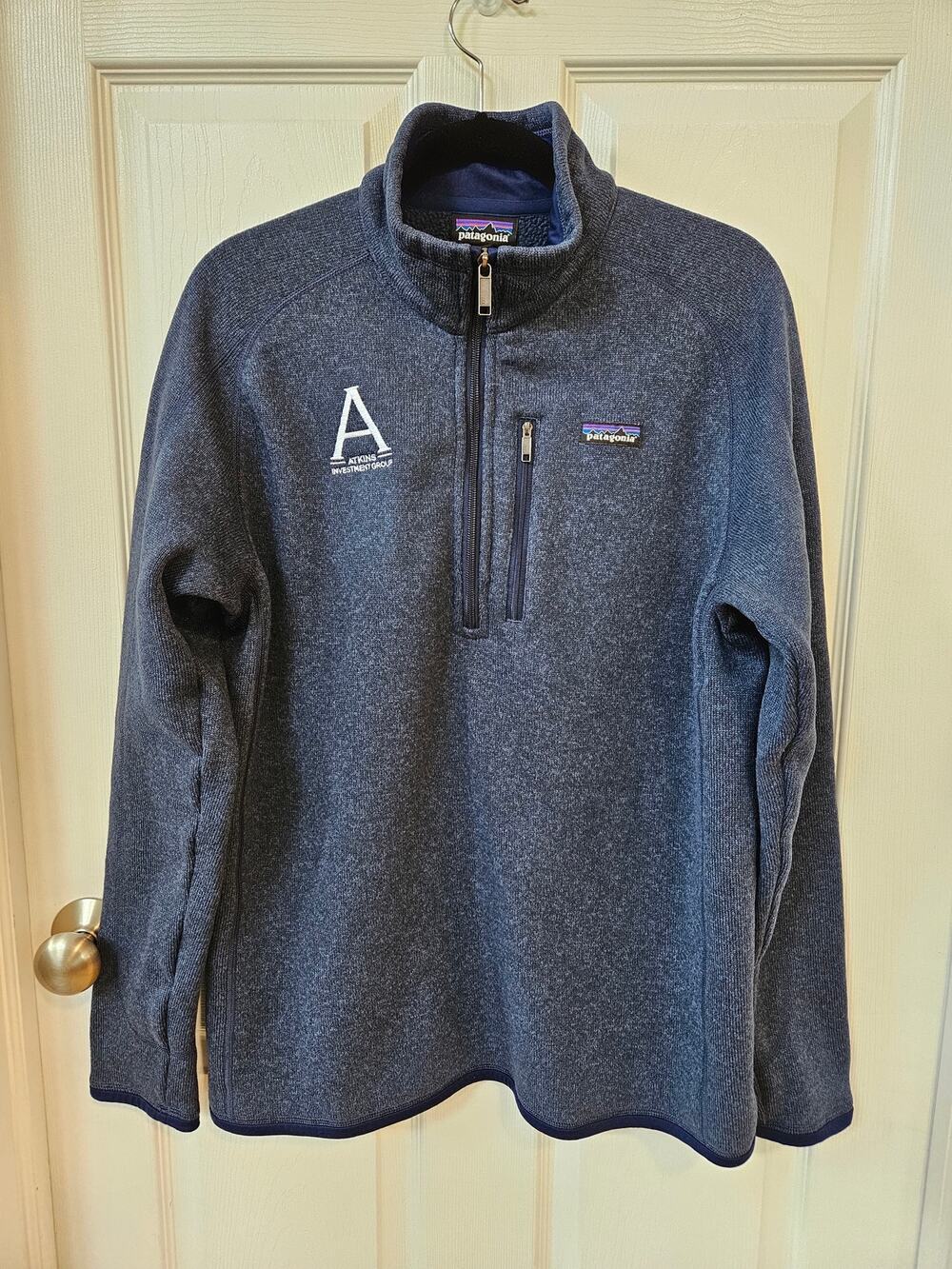 Patagonia Better Sweater 1/4 Zip Fleece Pullover Men's L Blue Atkins Investment
